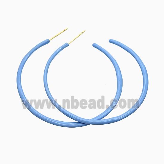 Copper Stud Earrings Blue Lacquered Gold Plated