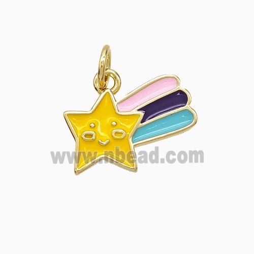 Copper Star Pendant Multicolor Enamel Gold Plated