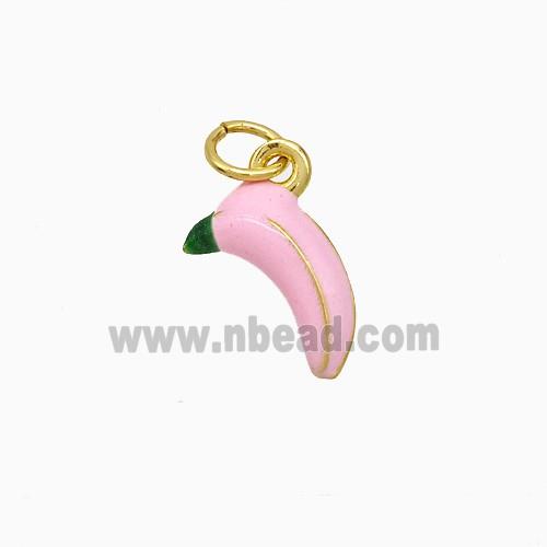 Copper Banana Pendant Pink Enamel Gold Plated