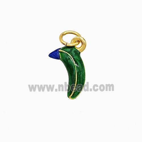 Copper Banana Pendant Green Enamel Gold Plated