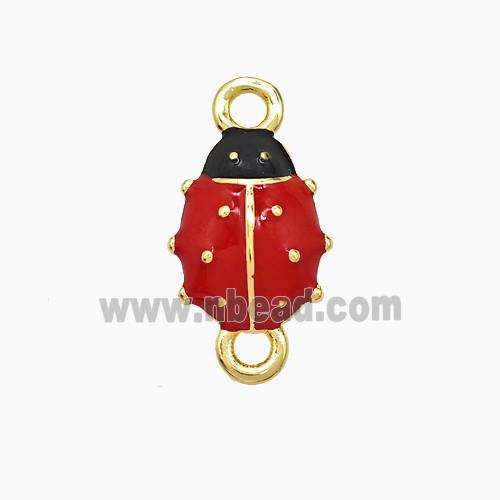 Copper Ladybug Connector Red Enamel Gold Plated