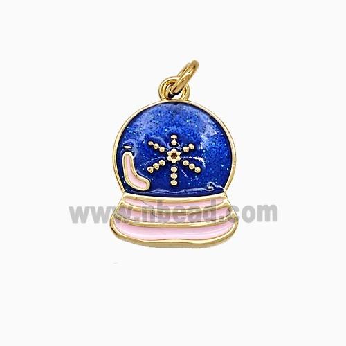 Copper Earth Pendant Blue Painted Gold Plated