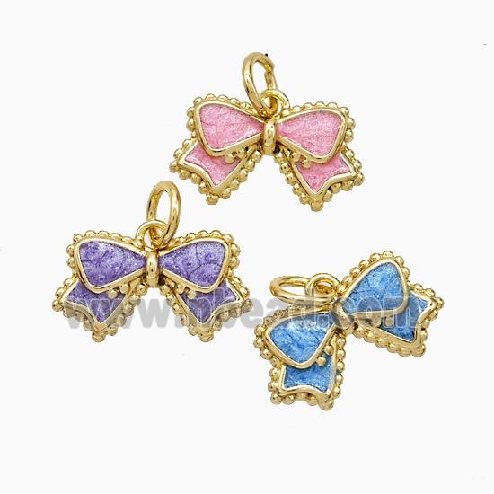 Copper Bowknot Pendant Painted Gold Plated Mixed