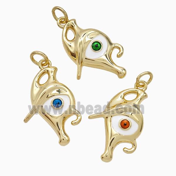 Copper Evil Eye Pendant Enamel Gold Plated Mixed