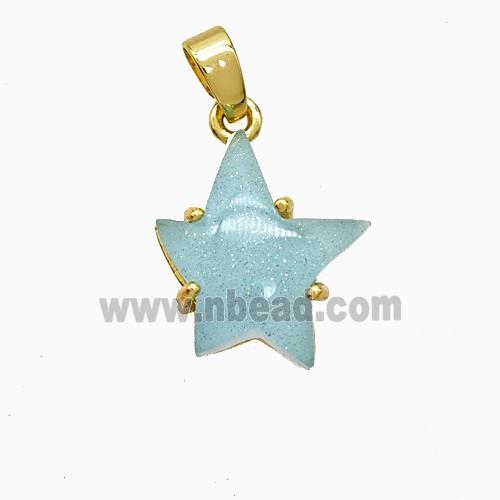 Blue Resin Star Pendant Copper Gold Plated