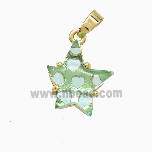 Green Resin Star Pendant Copper Gold Plated