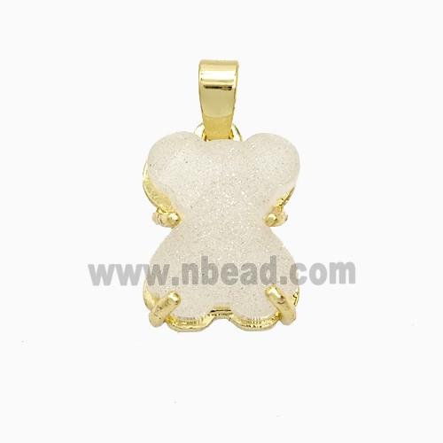 White Resin Bear Pendant Copper Gold Plated