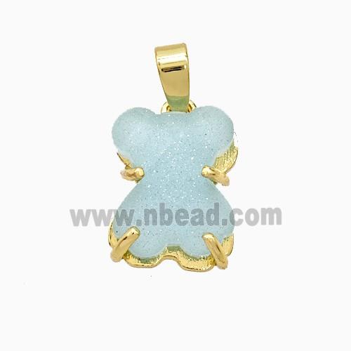 Purple Resin Bear Pendant Copper Gold Plated