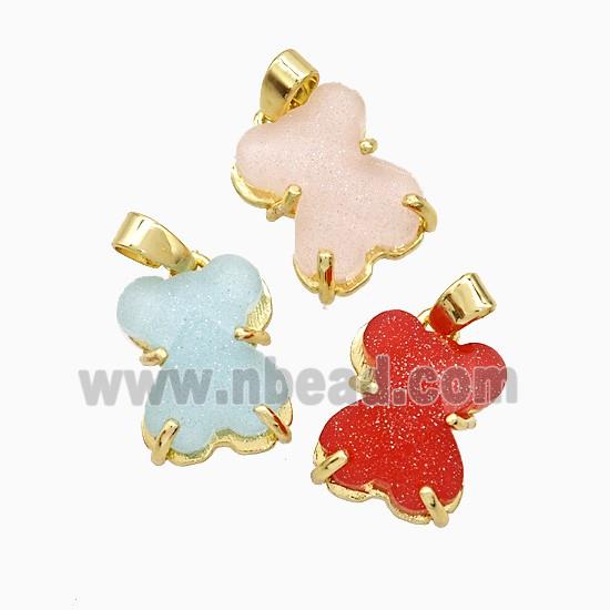Resin Bear Pendant Copper Gold Plated Mixed
