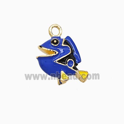 Copper Shark Pendant Blue Enamel Gold Plated