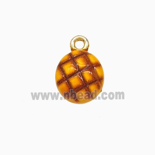 Pineapple Charms Copper Pendant Brown Enamel Gold Plated
