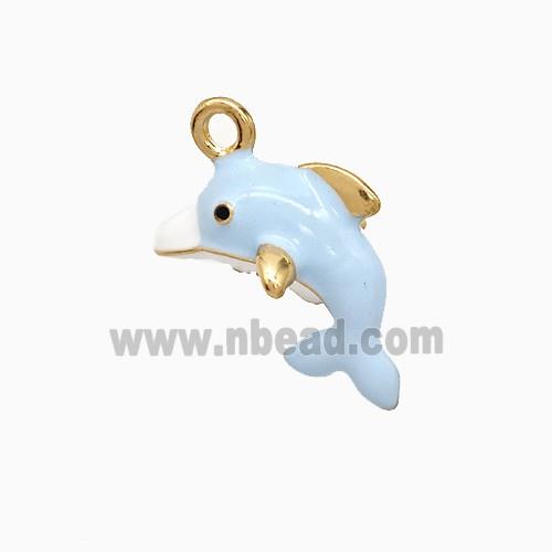Copper Dolphin Pendant Blue Enamel Gold Plated