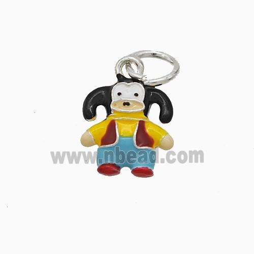 Cartoon OX Charms Copper Pendant Multicolor Enamel Platinum Plated