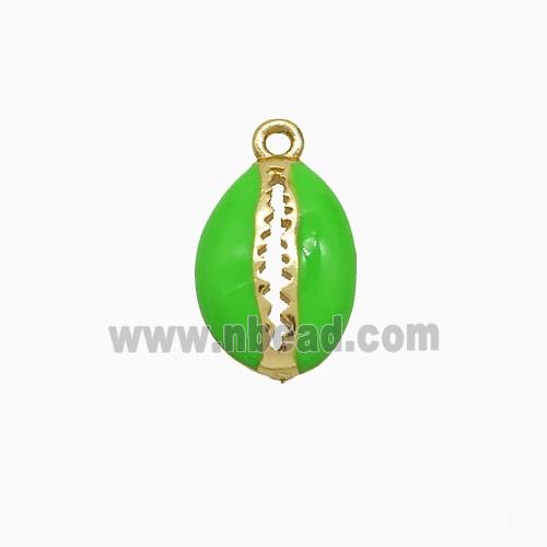 Copper Scallop Pendant Green Enamel Gold Plated