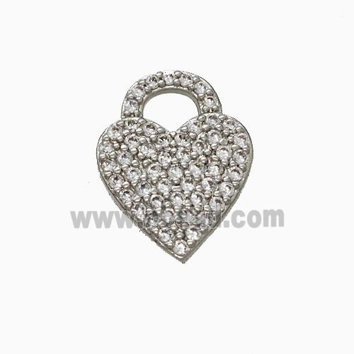 Copper Heart Pendant Pave Zirconia Platinum Plated