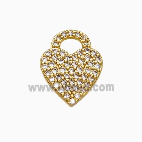 Copper Heart Pendant Pave Zirconia Gold Plated