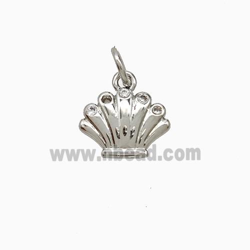 Copper Scallop Pendant Pave Zirconia Platinum Plated