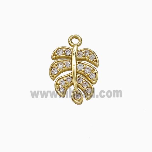 Copper Leaf Pendant Pave Zirconia Gold Plated