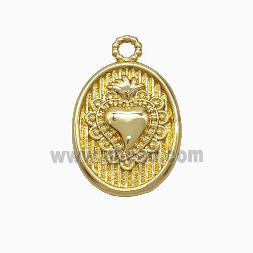 Copper Heart Pendant Oval Gold Plated