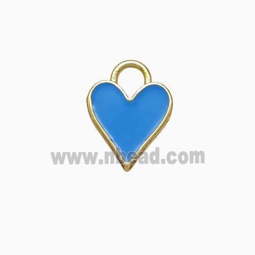 Copper Heart Pendant Skyblue Enamel Gold Plated