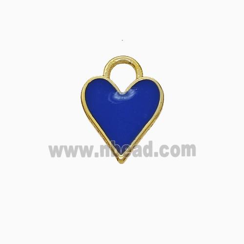 Copper Heart Pendant Royalblue Enamel Gold Plated