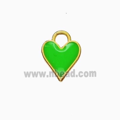 Copper Heart Pendant Green Enamel Gold Plated