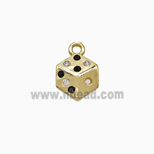 Copper Dice Pendant Pave Zirconia Gold Plated