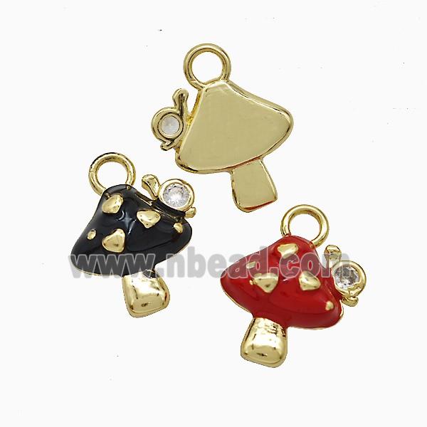 Copper Mushroom Pendant Enamel Gold Plated Mixed