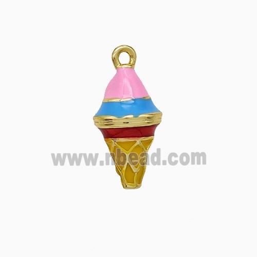 Ice Cream Charms Copper Pendant Multicolor Enamel Gold Plated
