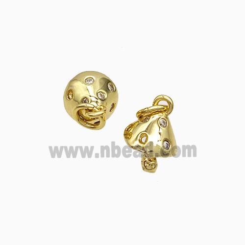 Copper Mushroom Pendant Pave Zirconia Gold Plated