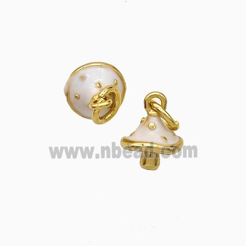 Copper Mushroom Pendant White Enamel Gold Plated