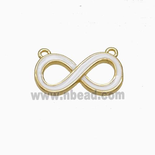 Copper Infinity Pendant White Enamel 2loops Gold Plated