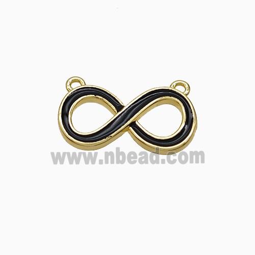 Copper Infinity Pendant Black Enamel 2loops Gold Plated