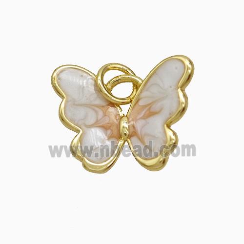 Copper Butterfly Pendant White Painted Gold Plated