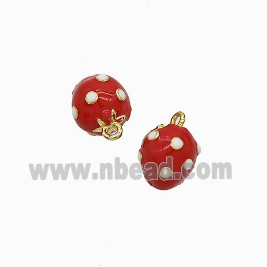 Copper Strawberry Pendant Red Enamel Gold Plated