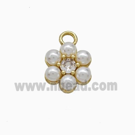 Copper Flower Pendant Pave Pearlized Resin Gold Plated