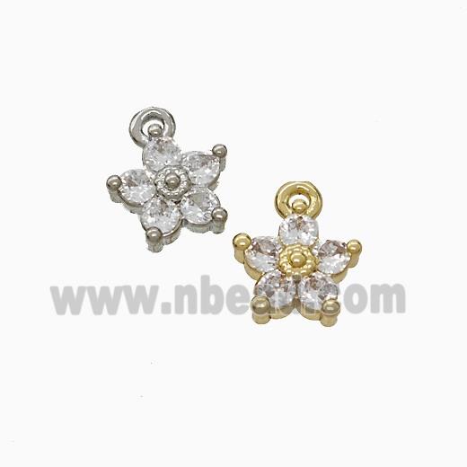 Copper Flower Pendant Pave Zirconia Mixed