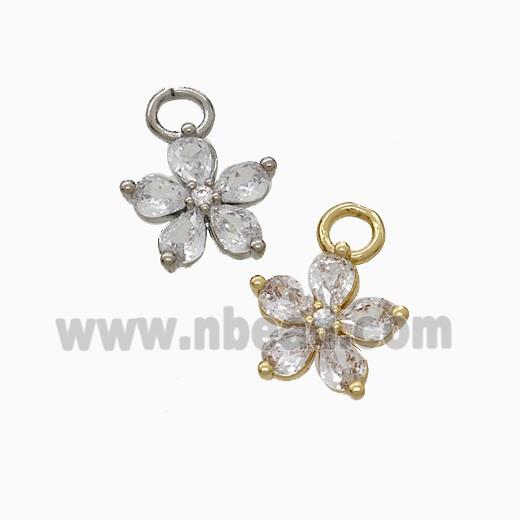 Copper Flower Pendant Pave Zirconia Mixed