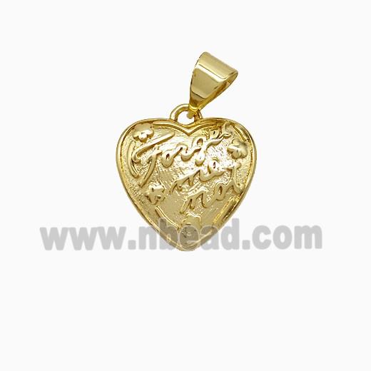 Copper Heart Pendant Forget Me Not Gold Plated