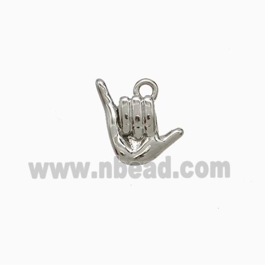 Shaka Hand Sign Charms Copper Pendant Platinum Plated