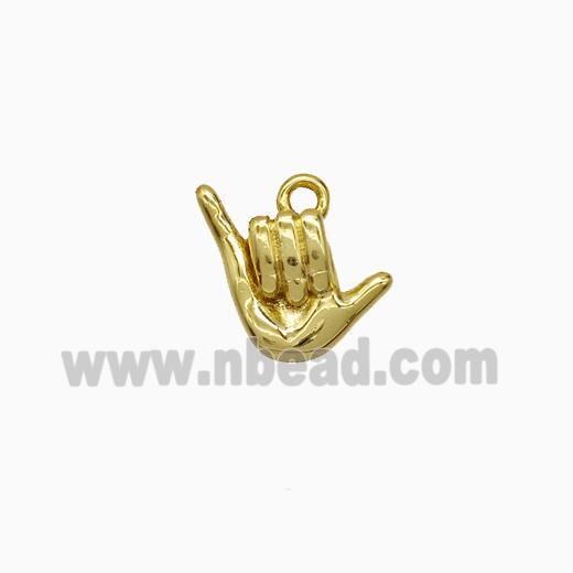 Shaka Hand Sign Charms Copper Pendant Gold Plated