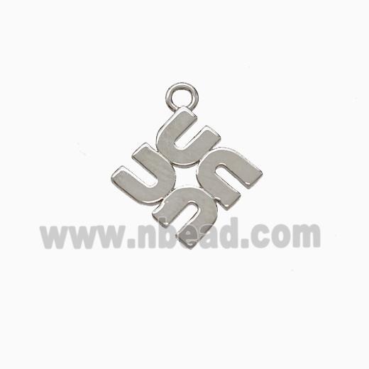 Copper Four-U Pendant Platinum Plated