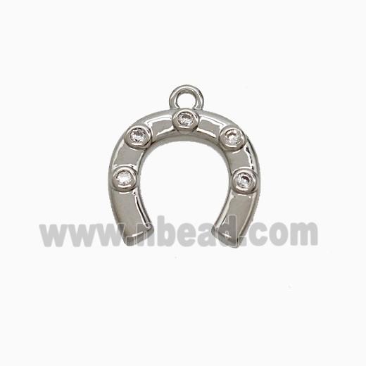 Copper Horseshoe Pendant Pave Zirconia Platinum Plated