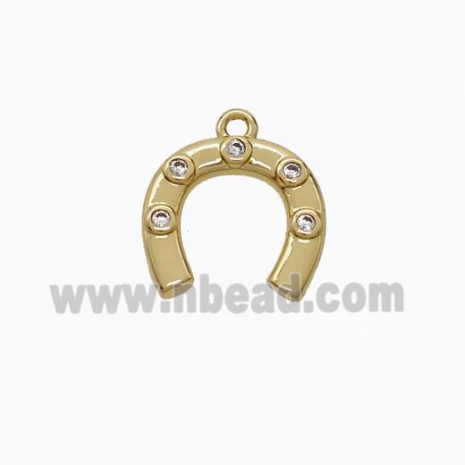 Copper Horseshoe Pendant Pave Zirconia Gold Plated