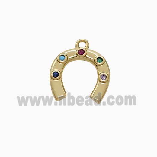 Copper Horseshoe Pendant Pave Zirconia Gold Plated