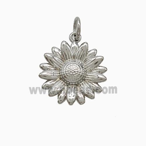 Copper Sunflower Pendant Platinum Plated