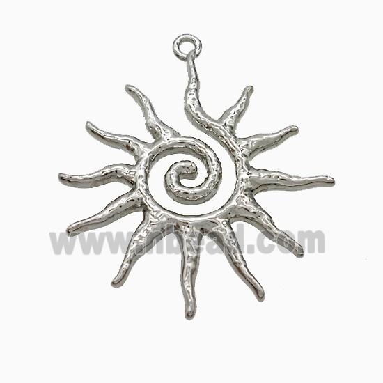 Copper Sun Pendant Spiral Hammered Platinum Plated