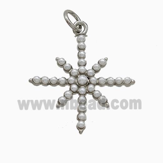 Polaris Charms Copper Northstar Pendant Pave Pearlized Resin Platinum Plated