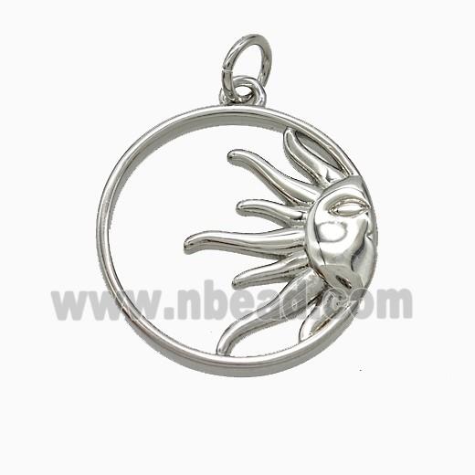 Copper Sun Pendant Platinum Plated
