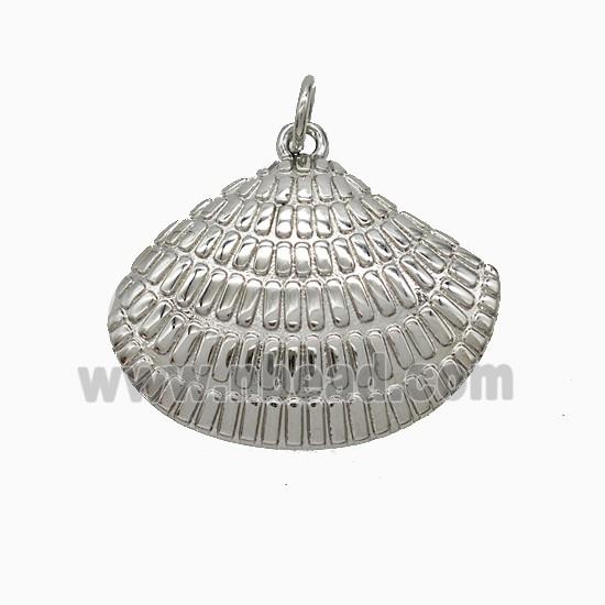 Copper Scallop Shell Pendant Platinum Plated